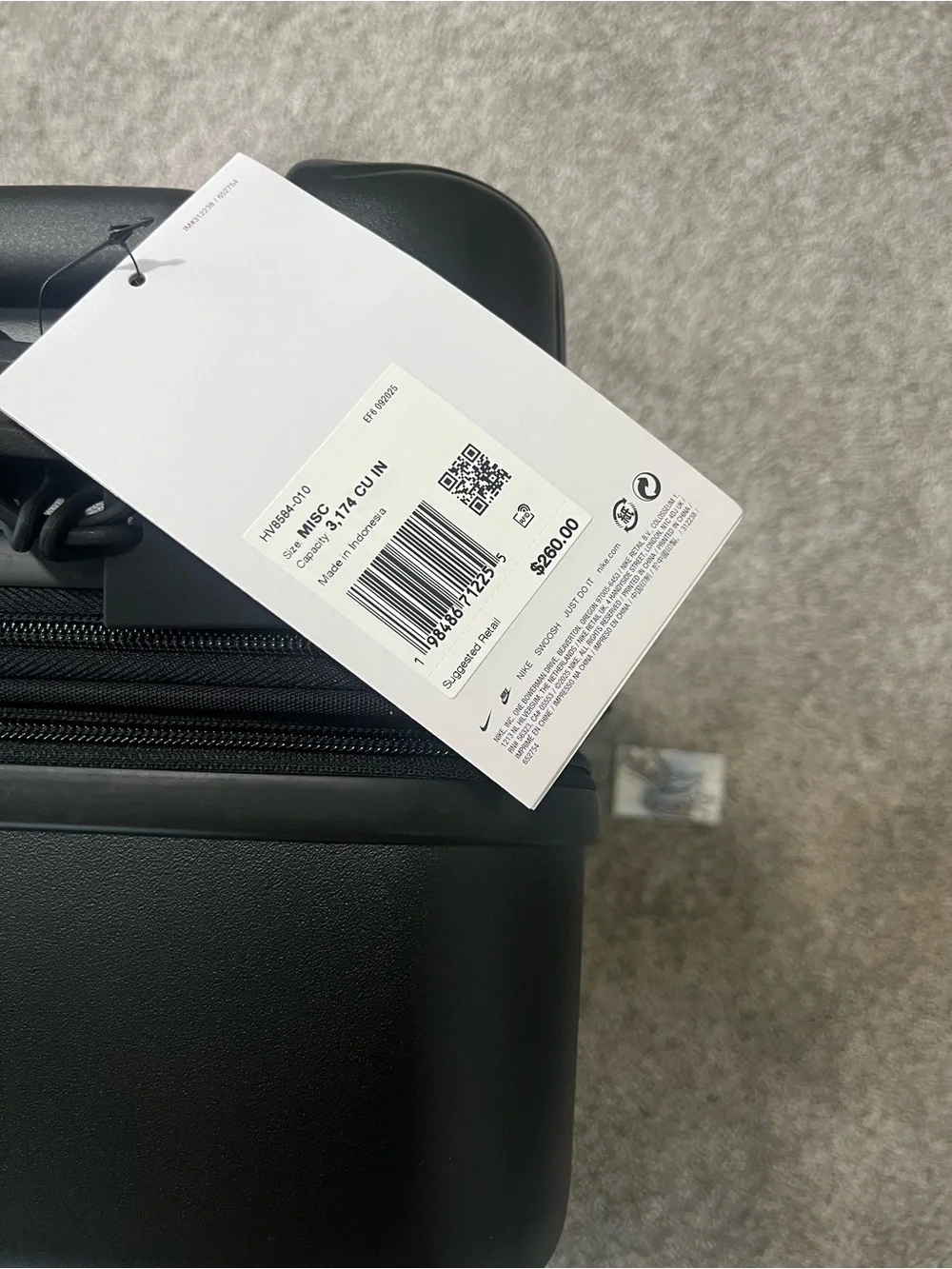 New Nike Air Force 1 22” Hardshell Carry-On Luggage Suitcase Black 52L TSA Lock